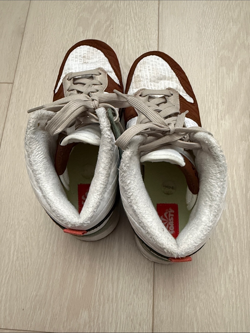 Nike Next Nature Toasty White Brown Green Dunks Sneakers with Black Swoosh - Picture 7 of 12